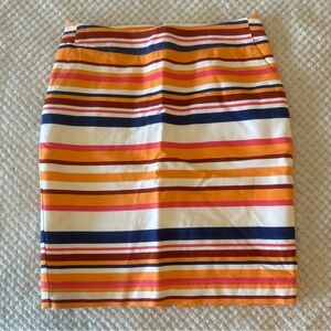 Merona Lined Striped Orange and White Women's Skirt With Pockets Size 4